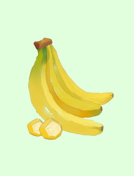 手绘水彩水果香蕉手账贴纸