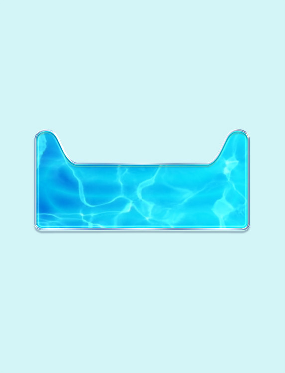 蓝色夏天夏季立体浮雕海水波纹促销优惠券猫头