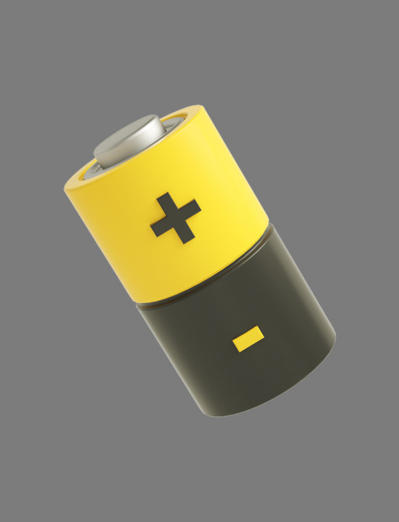 3D黄色C4D立体卡通电池工具