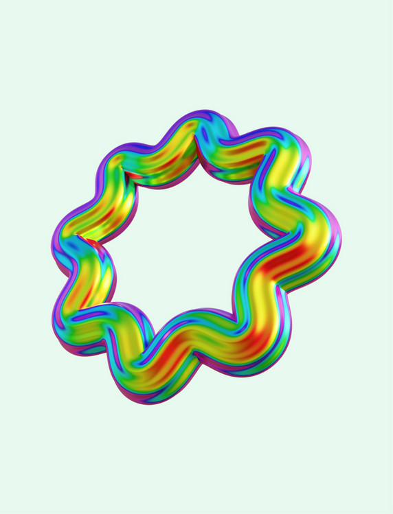 3D立体潮流花形流体酸性渐变装饰八角形几何