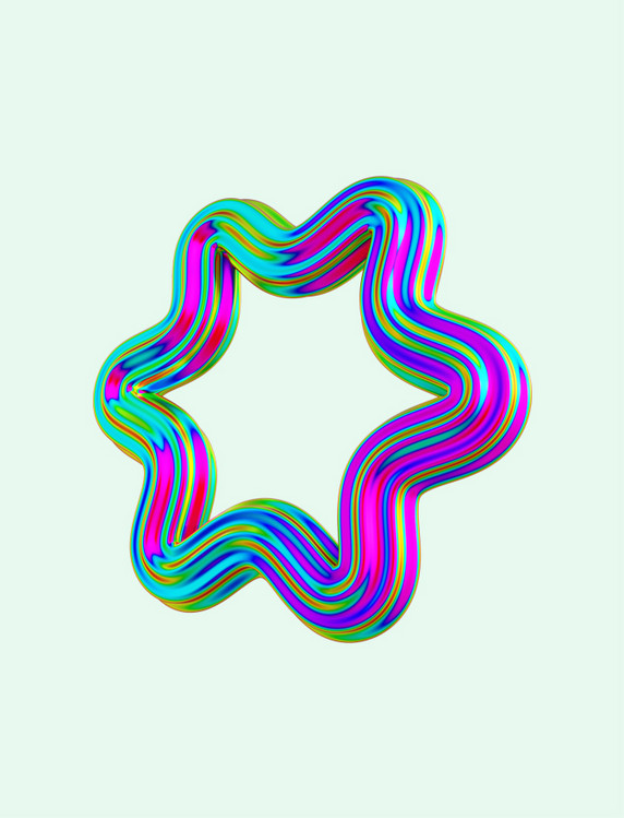 3D立体潮流流体渐变装饰六角形几何