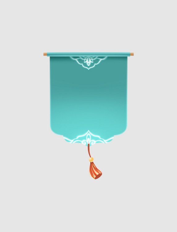 中国风古典国风中式花纹卷轴横幅绿色中国风边框