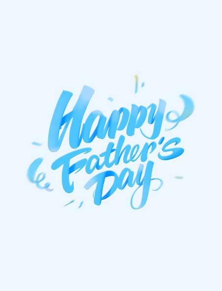 蓝色happyfather'sday父亲节英文艺术字体设计