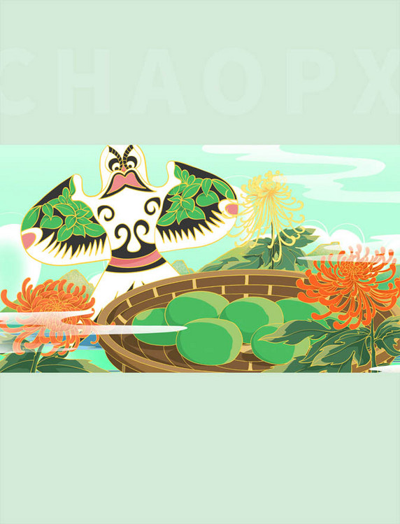 国潮传统节日清明节插画横图