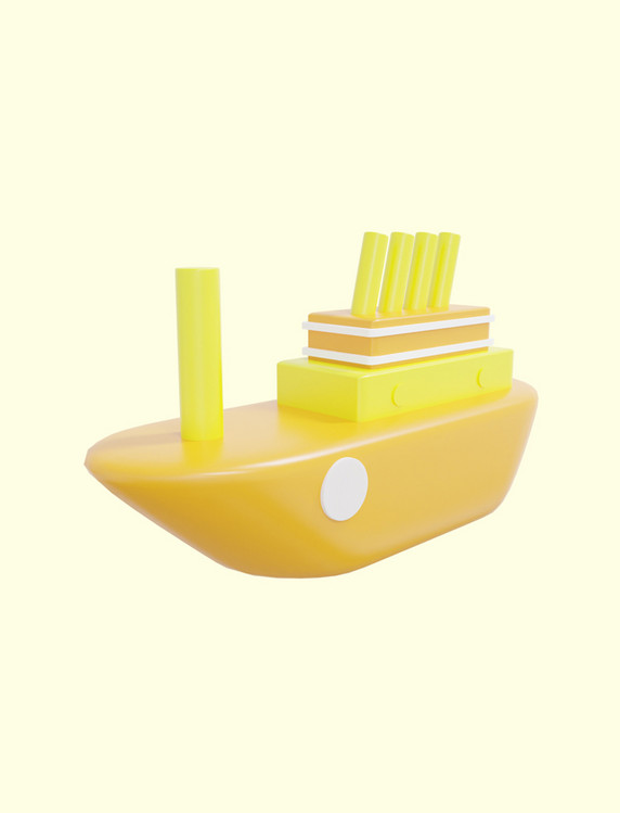 3D立体六一儿童节玩具轮船