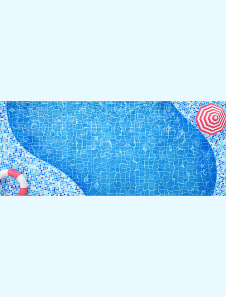 蓝色C4D夏日游泳池解暑清凉背景