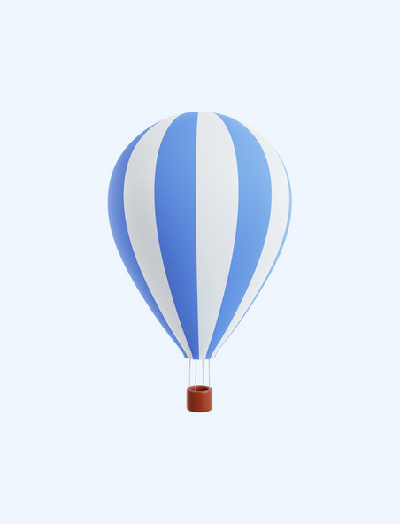 3D蓝白条立体热气球