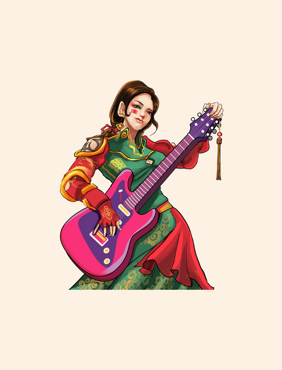 国潮乐队吉他手女人物