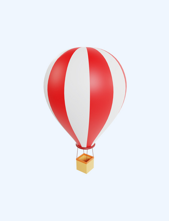 3D红白立体热气球