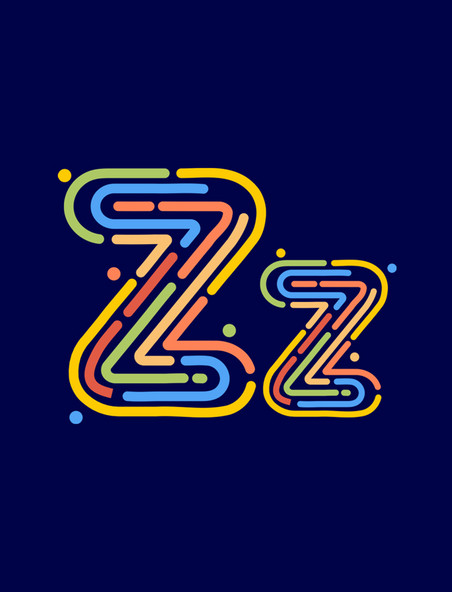 字母Zz卡通线条