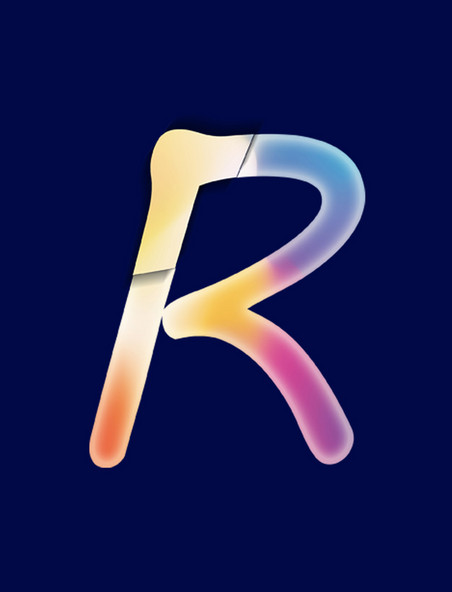 卡通渐变字母r