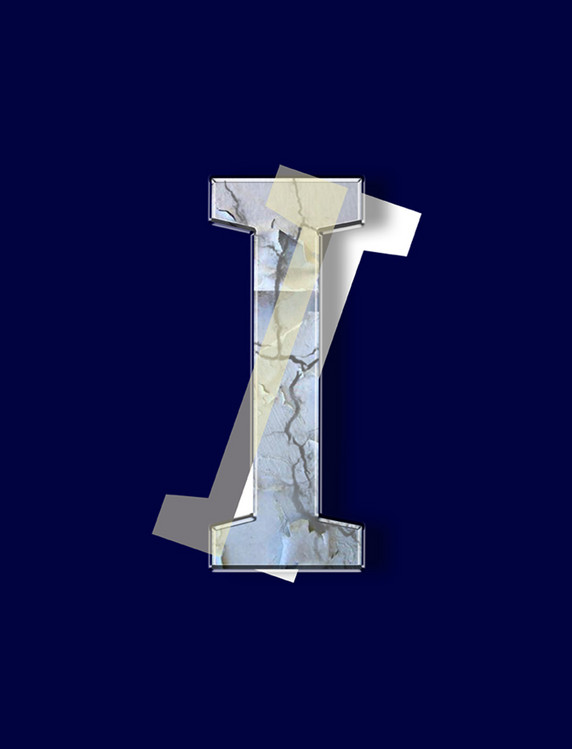 大理石破旧裂纹墙壁PSD字母I