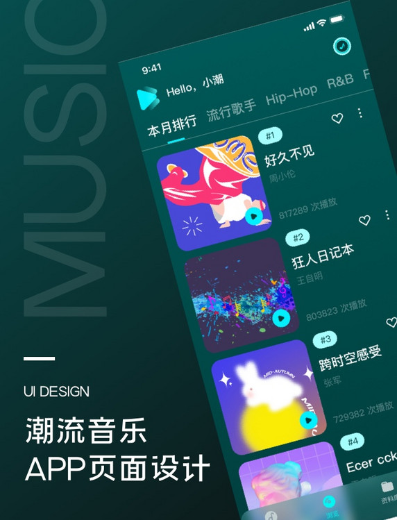 潮流音乐浏览页UI