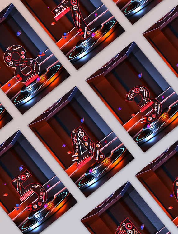 倒计时科技感炫酷机械电商C4D海报背景3D立体