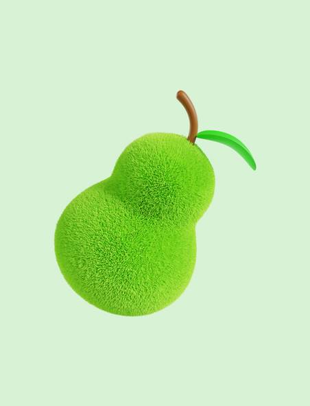 3D立体毛绒水果绿色梨子