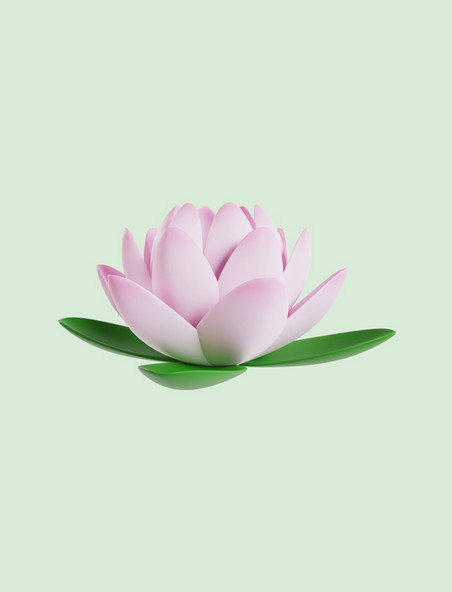 3D立体粉色荷花植物睡莲花朵花