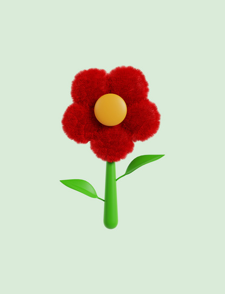 3D立体植物红花花束