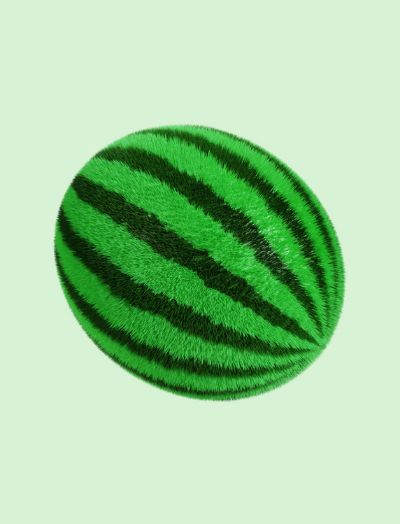 3D立体毛绒水果绿色西瓜