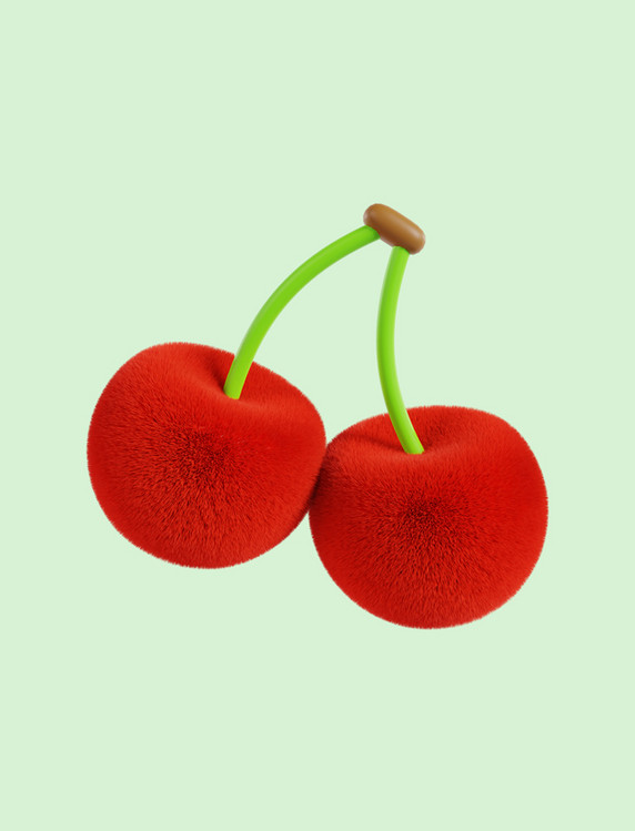 3D立体毛绒水果樱桃