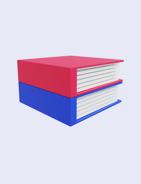 3D立体办公用品蓝色红色文件夹