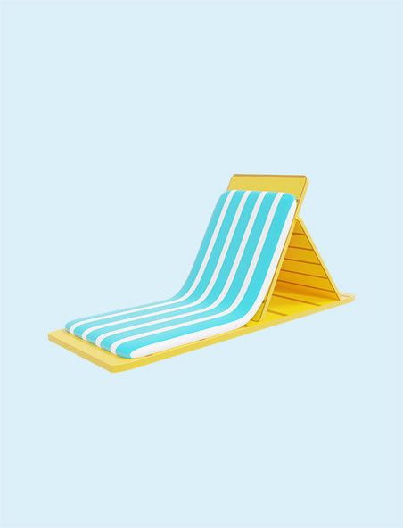 3D立体夏日沙滩休闲躺椅夏天