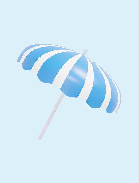 蓝色3D立体夏日遮阳伞