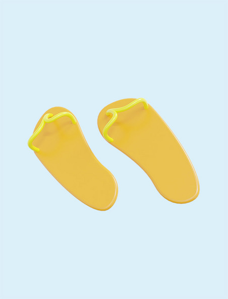 黄色3D立体夏日旅行沙滩鞋夏天