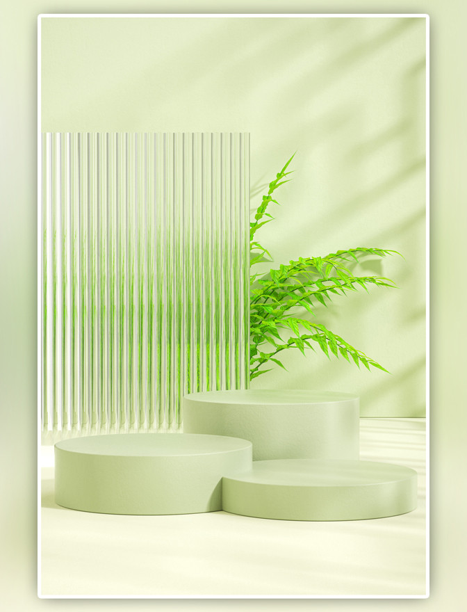 c4d背景展台绿色小清新玻璃