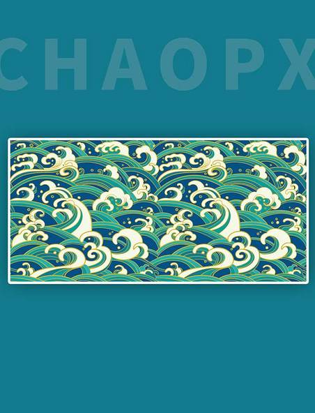 中国风国潮金线水花海浪浪花底纹背景素材