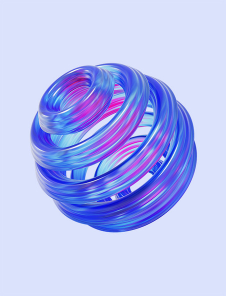 3D立体酸性渐变环绕圆球装饰元素扭曲抽象