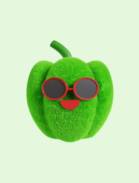 3D立体毛绒拟人蔬菜戴眼镜菜椒