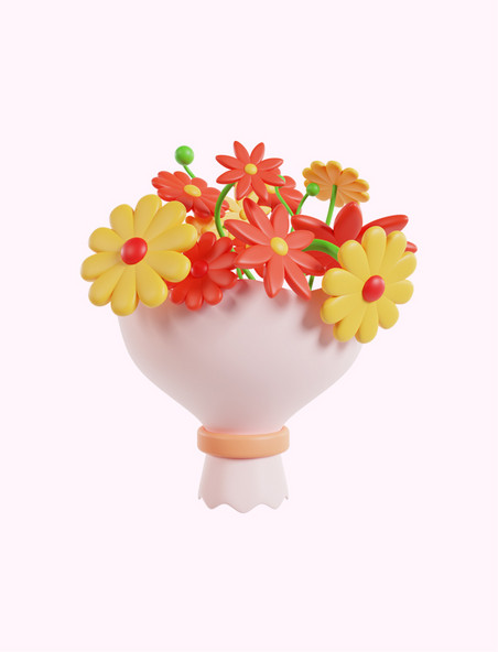 3D立体一束鲜花花束送花