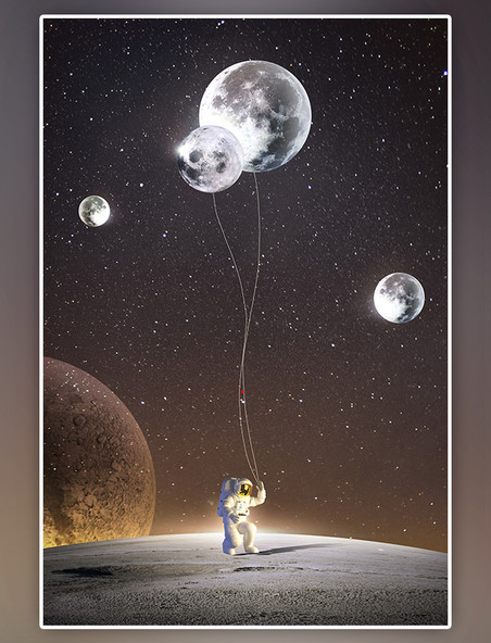 儿童节星空星球宇航员童趣梦幻海报