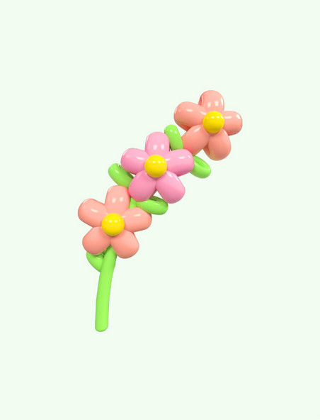 3d可爱气球花植物花朵