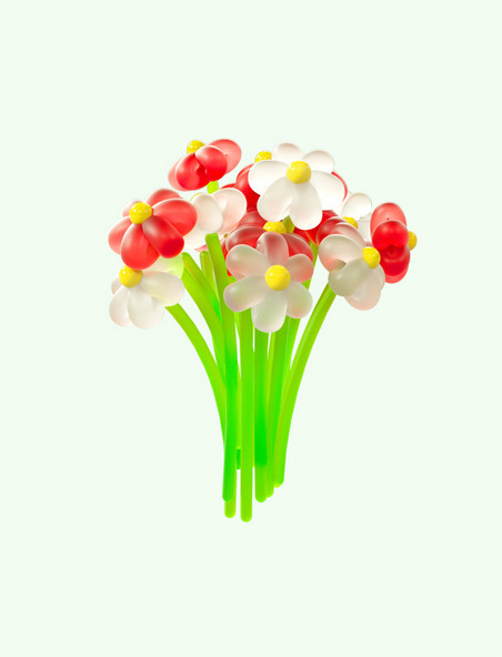 3d气球花束植物花朵