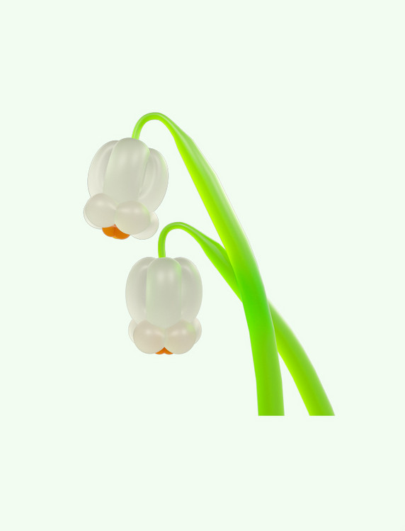 3d气球铃兰花植物花朵