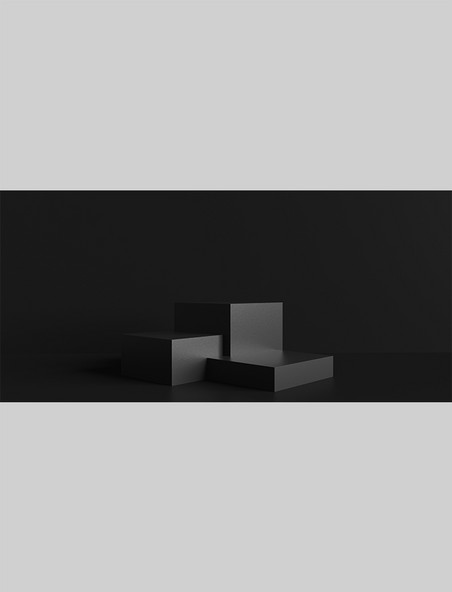 黑色简约C4D电商展台3D高级暗黑背景几何