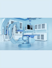 蓝色3D医疗器材设备场景牙科