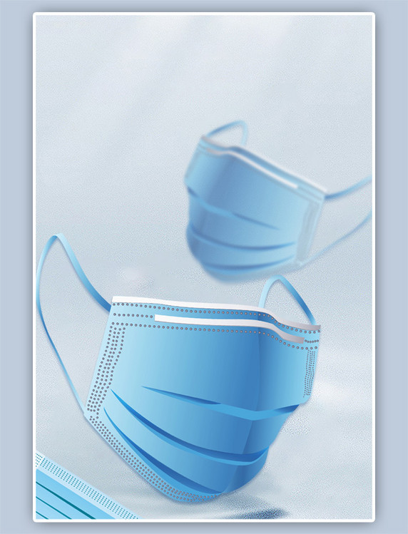 防疫海报口罩蓝色背景