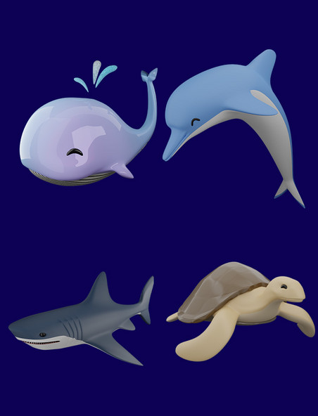 海洋动物鲸鱼鲨鱼海豚海龟
