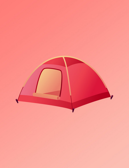 红色简约户外野营野餐红色帐篷元素