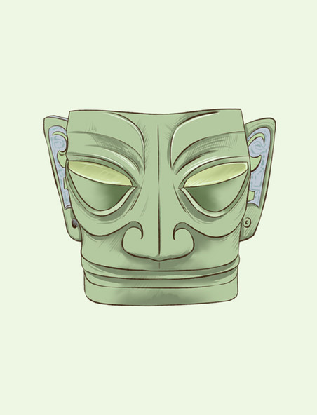 考古文物四川三星堆青铜面具