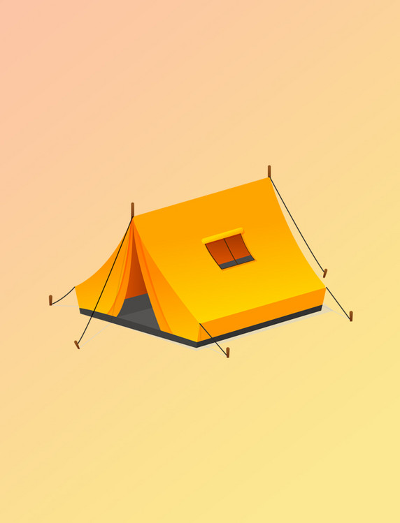 黄色渐变户外野营野餐帐篷元素