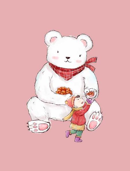 冬天小孩与熊
