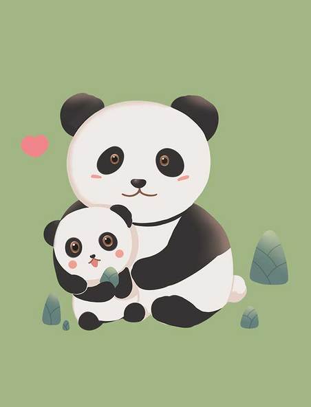 亲子动物熊猫