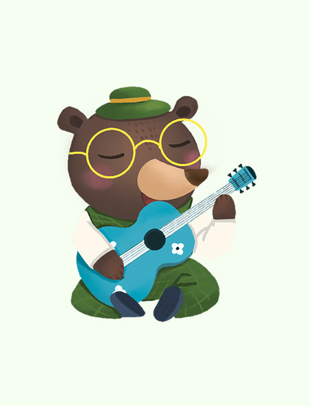 小熊弹吉他动物元素