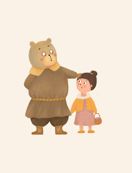 世界动画日儿童女孩与熊