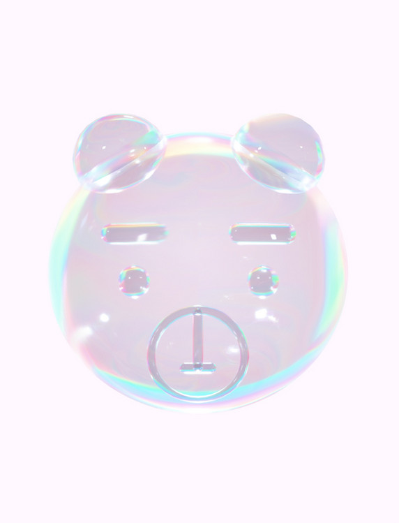 3D酸性小熊C4D透明气泡镭射