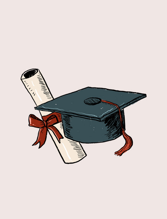 校园毕业季卡通学士帽