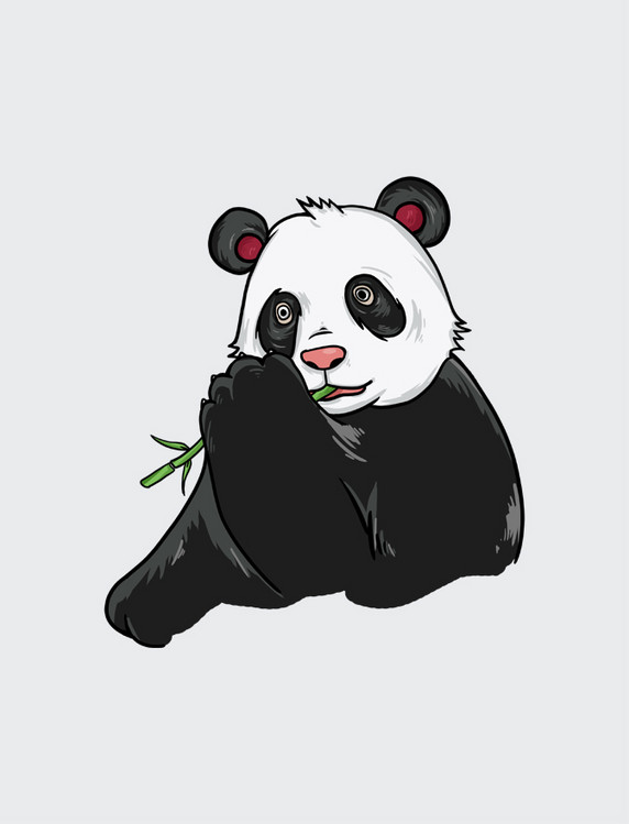 国潮风吃竹子熊猫